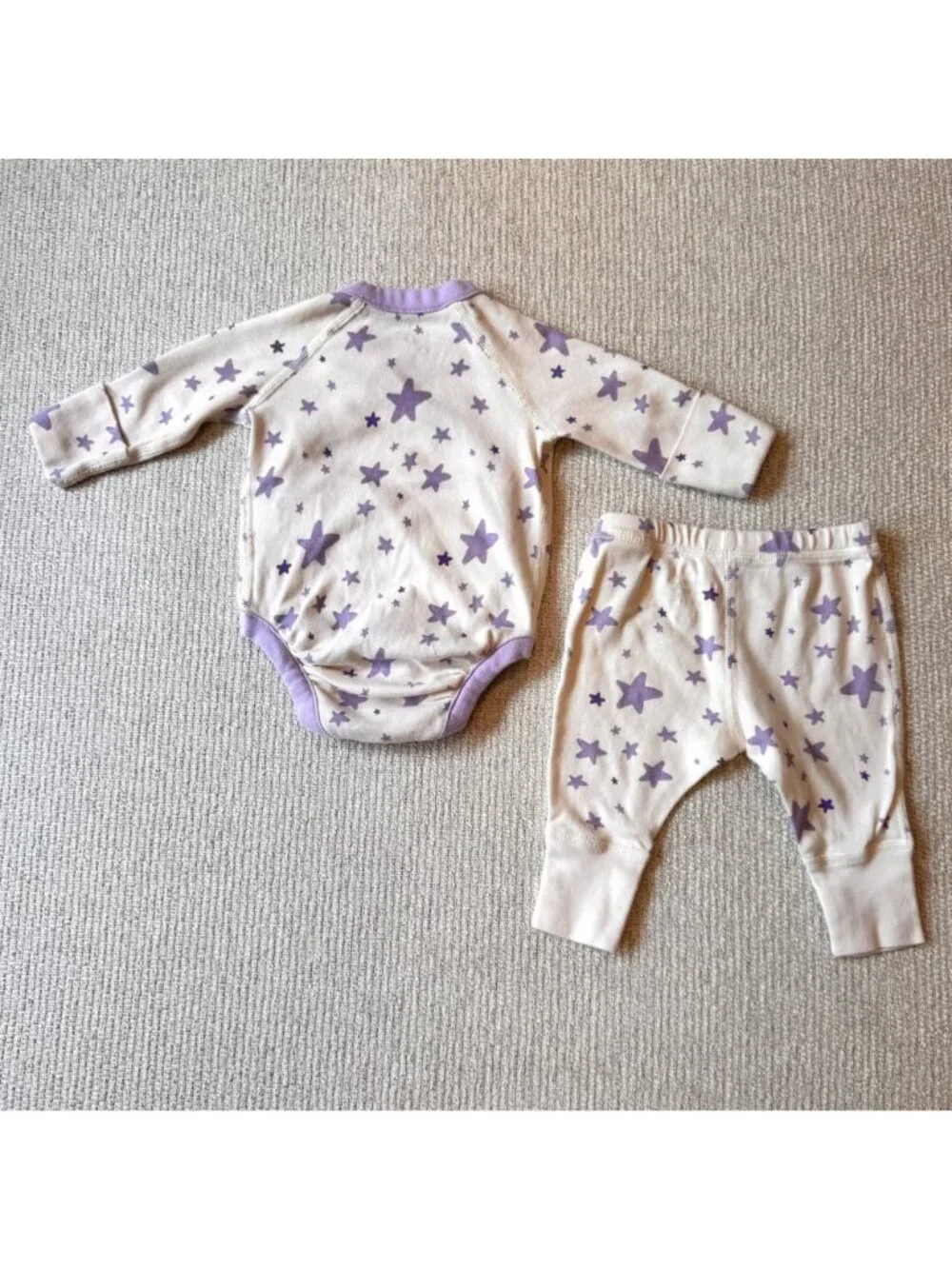 Hanna Andersson Moon & Back Set 0-3 Month Baby Outfit Purple Star Organic Cotton